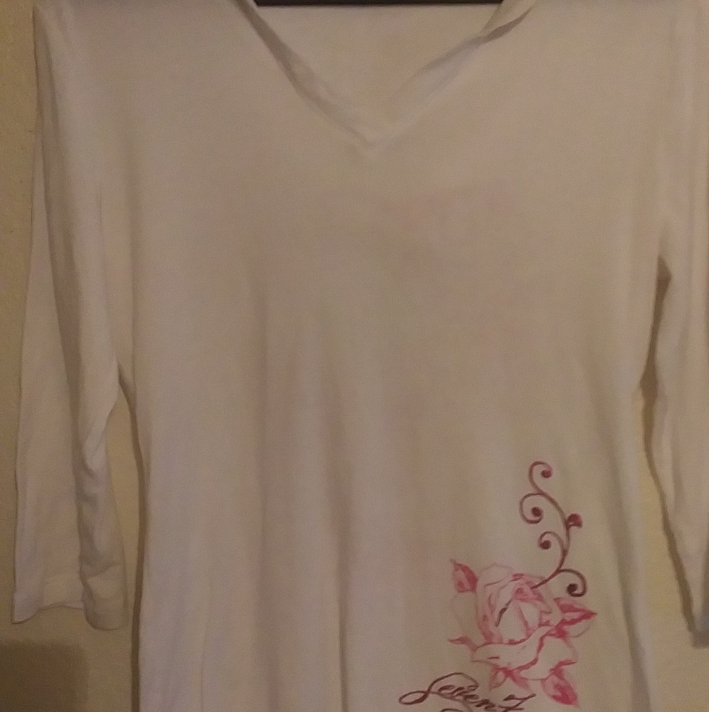 Seven Hoodie M White with Pink metallic Letters